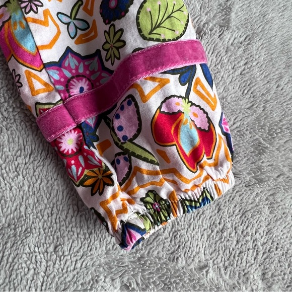 Hanna Andersson Retro Floral Tiered Long Sleeve Twirl Dress Velvet Ribbon Accent - Picture 5 of 12